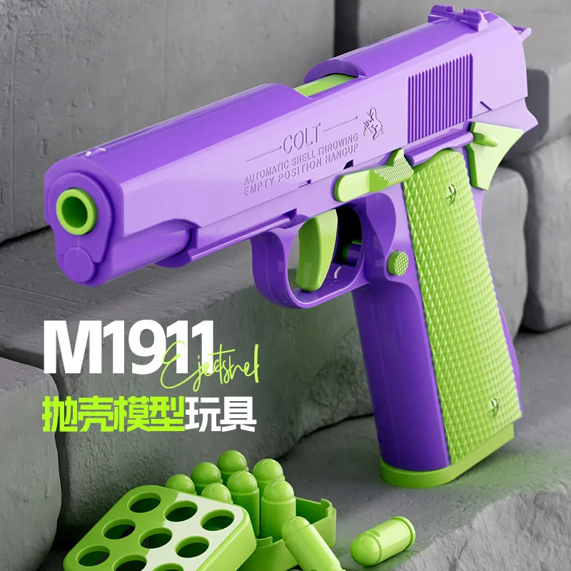 Desert Eagle Pistol 1911 Stress Relief Toy 3D Printing Radish Gun No Fire Continuous Throwing Bullets Launcher Decompression Toy