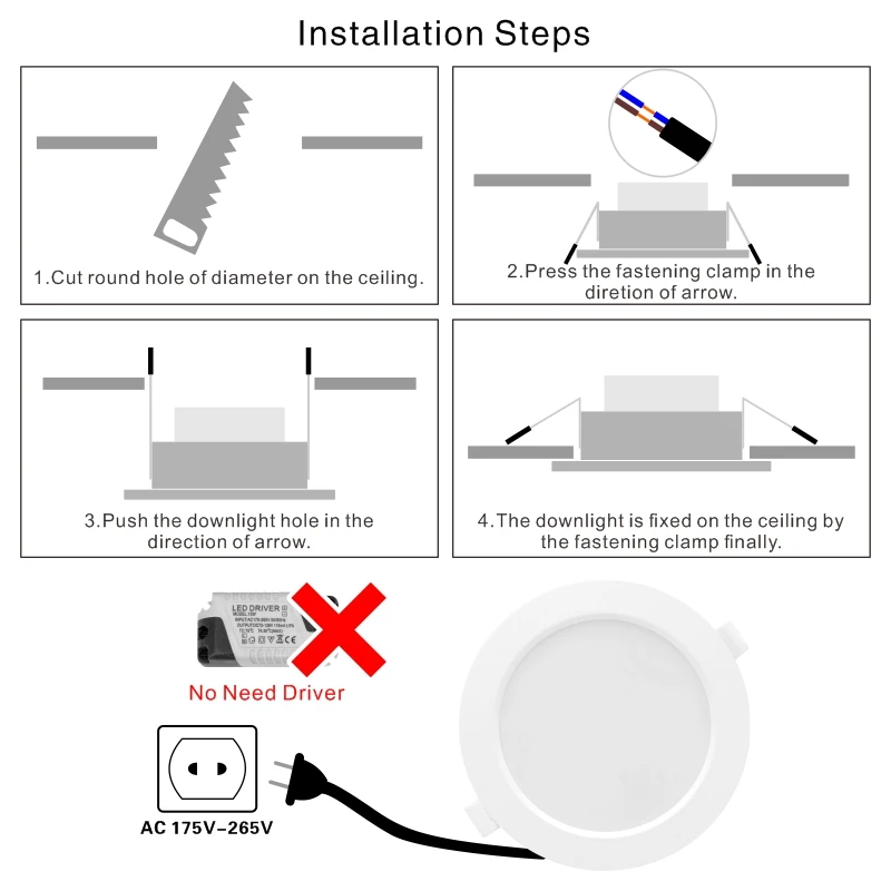 6 stücke/Los 3/4/6/8 Zoll LED-Down light 6W 9W 12W 18W 24W 220V Decken einbau leuchte Runde LED-Panel Down Light Spotlight Beleuchtung