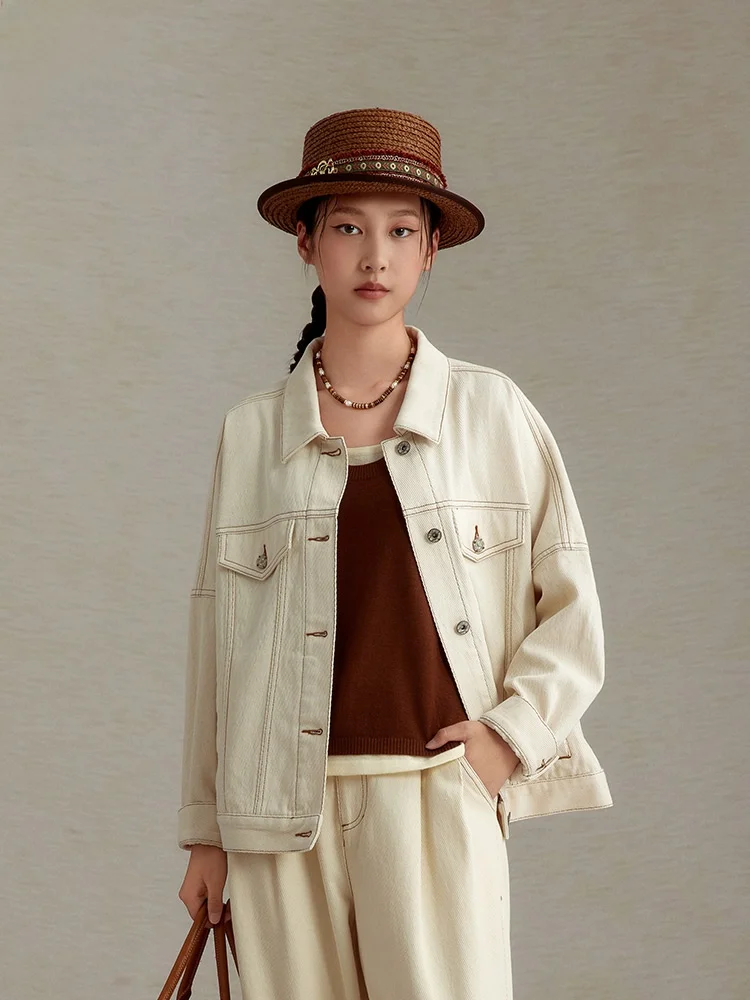 

Loose Casual Long Sleeve Short Jeans Jacket Women's Style Comfortable Fit Fashionable Cotton Material Autumn Collection