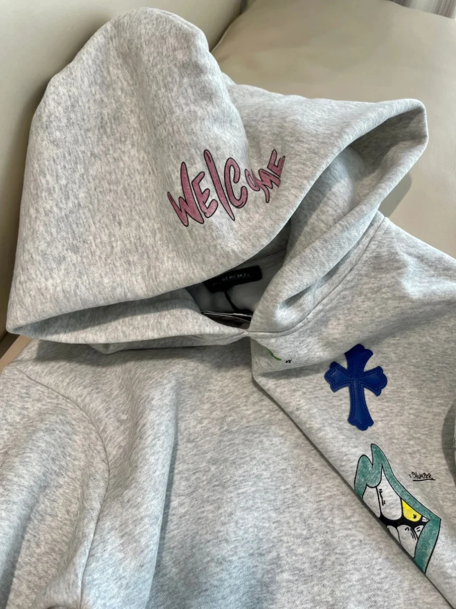 

Hand-Painted Hoodie Sweatirt Couple Sle M Fem Guangzhou Thirteenth Fac High End Cross Design