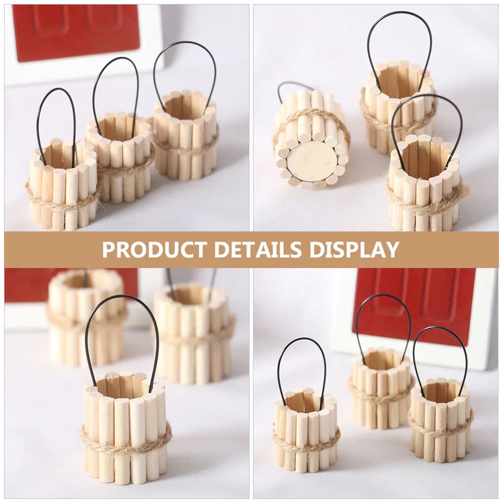

1pc Miniature Wooden Water Bucket Durable Small Accessory For Decoration Plaything Scene Prop