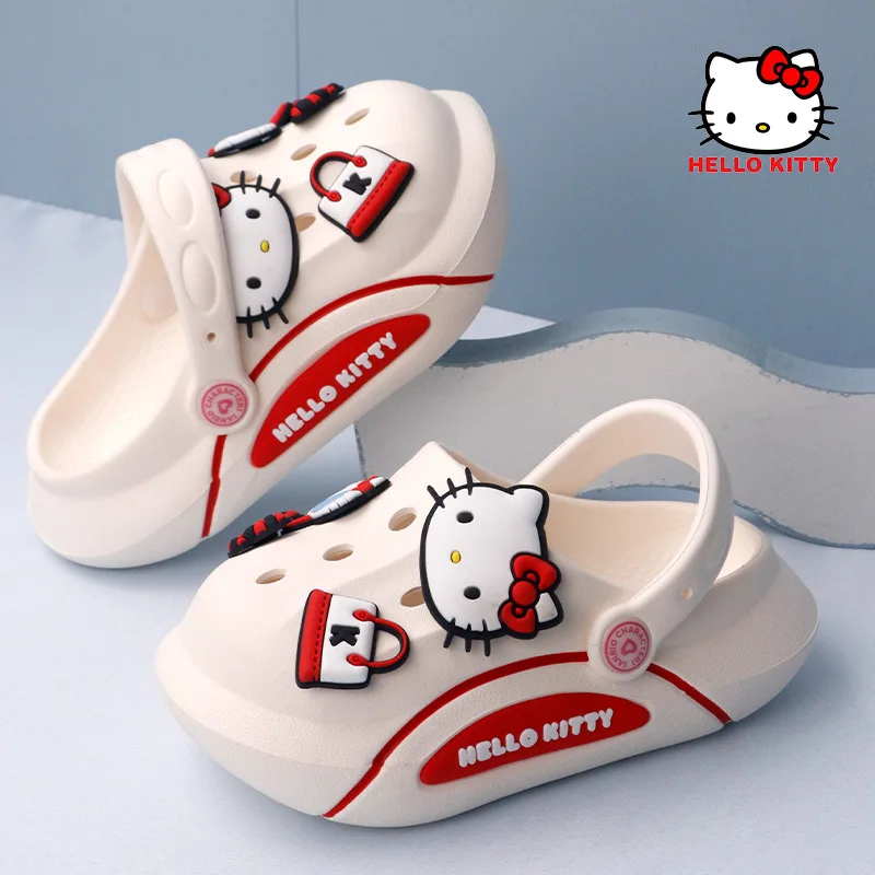 

New Sanrio Hello Kitty Slippers Kawaii Cinnamoroll Kuromi My Melody Children Summer Sandals Cute Y2K Cartoon Non-Slip Slippers