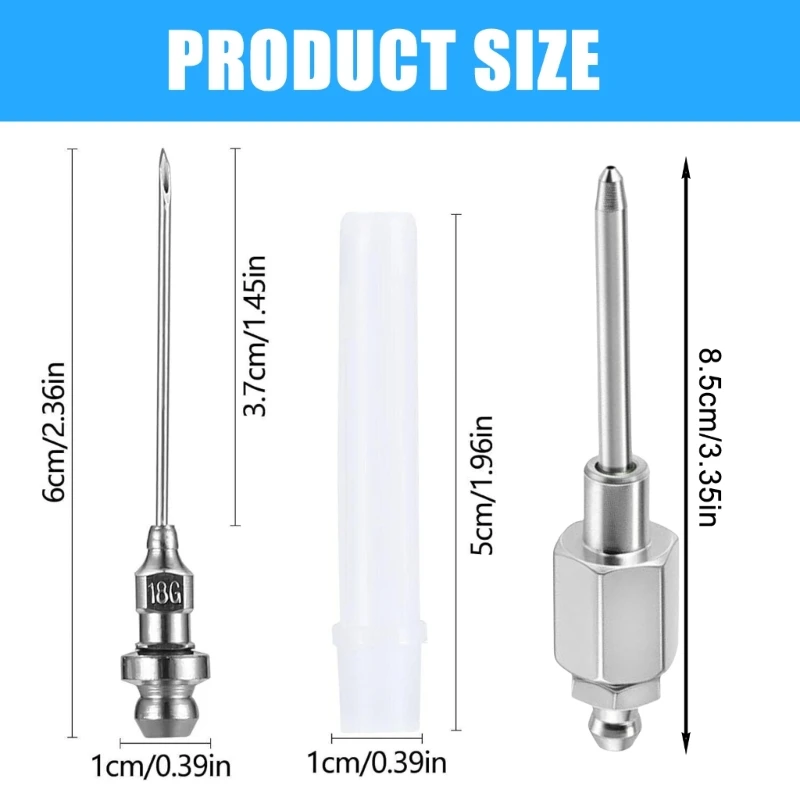 Professional Grease Injector Needle with 4 Steel Dispensers Suitable for Machinery Maintenance Mechanic & Automotive Use