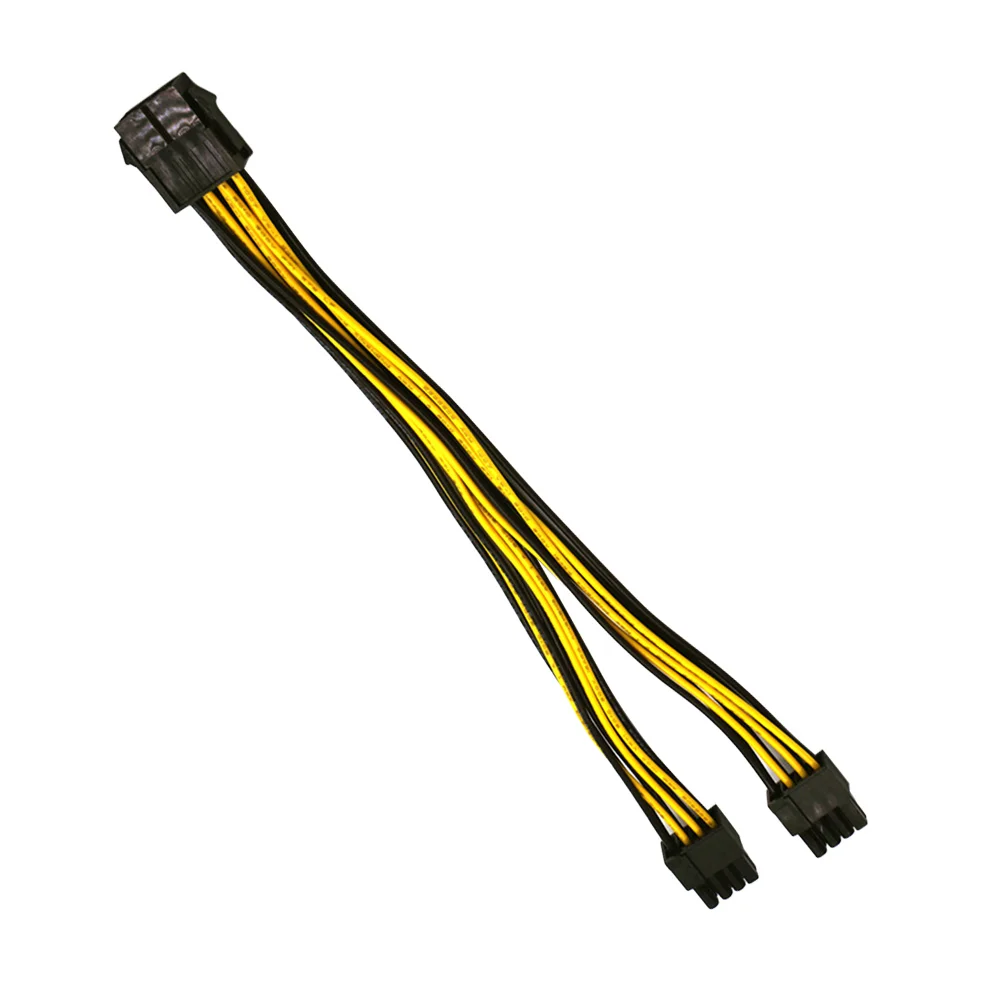 

8Pin Female to 2 Port Dual 8pin 6P+2P Male GPU Graphics Video Power Supply Splitter Extension Cord (Black)