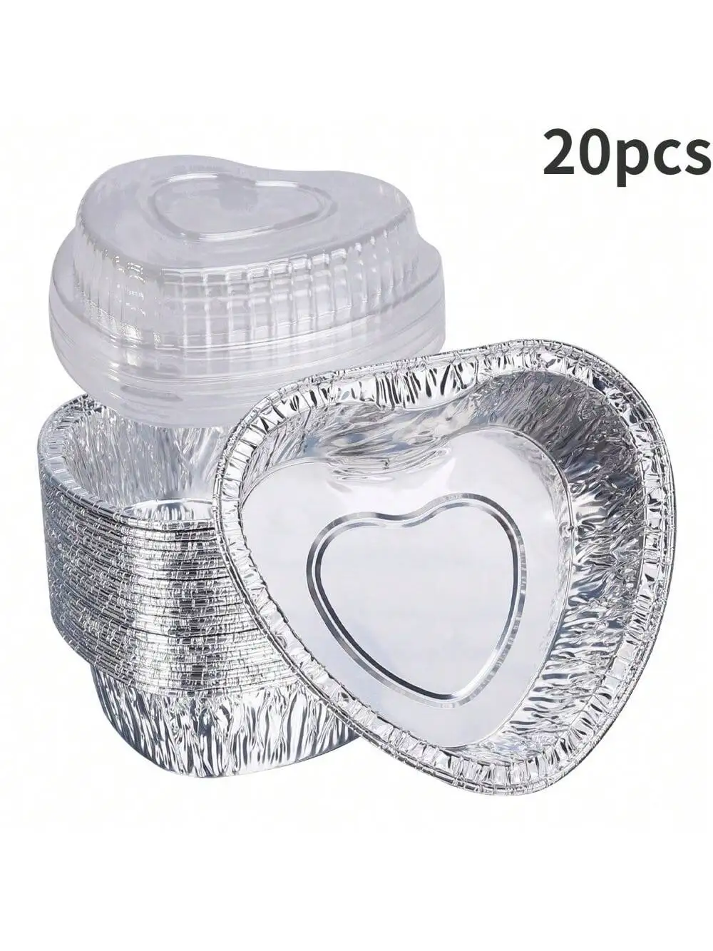 20PCS Hartvormige Aluminiumfolie Wegwerp Baking Cups met Cover Cupcakes Taarten Puddings Cup Muffin Patisserie Bakpan Tool