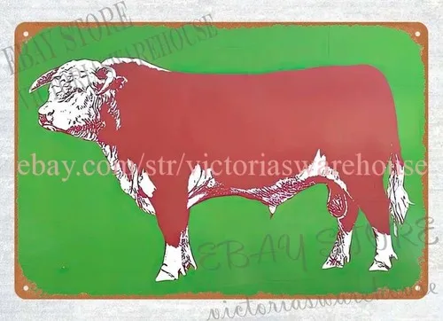 WOW! Hereford Bull Livestock Cattle metal tin sign homeware decor
