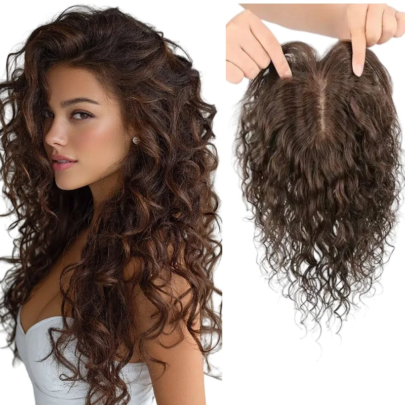 

Hand Made 100% Human Hair Topper Full Swiss Lace | Airy Cap Clip-in Hair Extensions | Body Wave Dropshipping