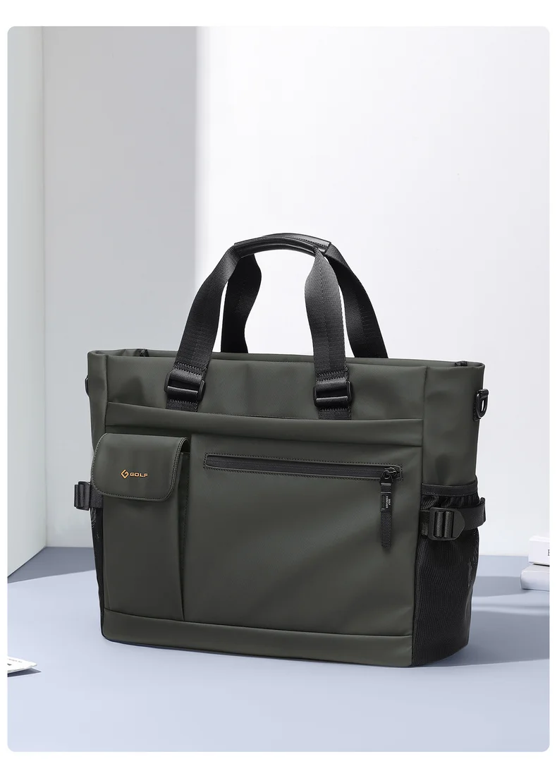 GOLF QUALITY Large Capacity Men's Briefcase 15.6" Business Travel Laptop Bag Casual Handheld File Multi-functional Office Bag