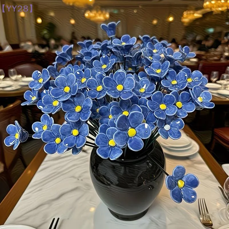【YY28】6/8/10Pcs Handcrafted Ceramic Forget Never Fades Eternal Flowers Home Party Decor Ornament Artificial Bouquet {Y}