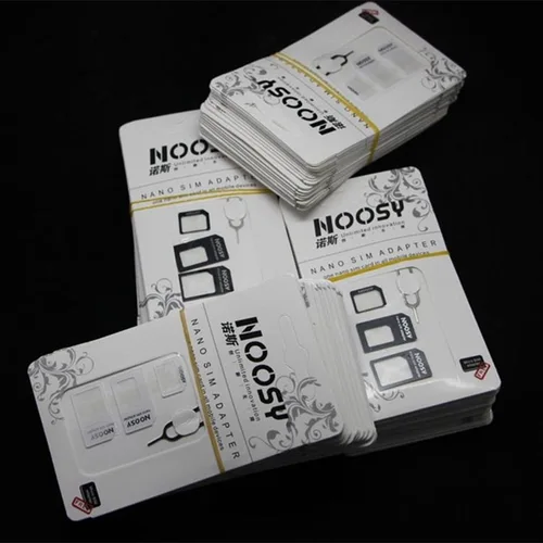 아이폰용 Noosy 나노 SIM 카드 어댑터, 마이크로 SIM 카드 어댑터, 표준 SIM 카드 어댑터, 4 in 1, 5 세트 