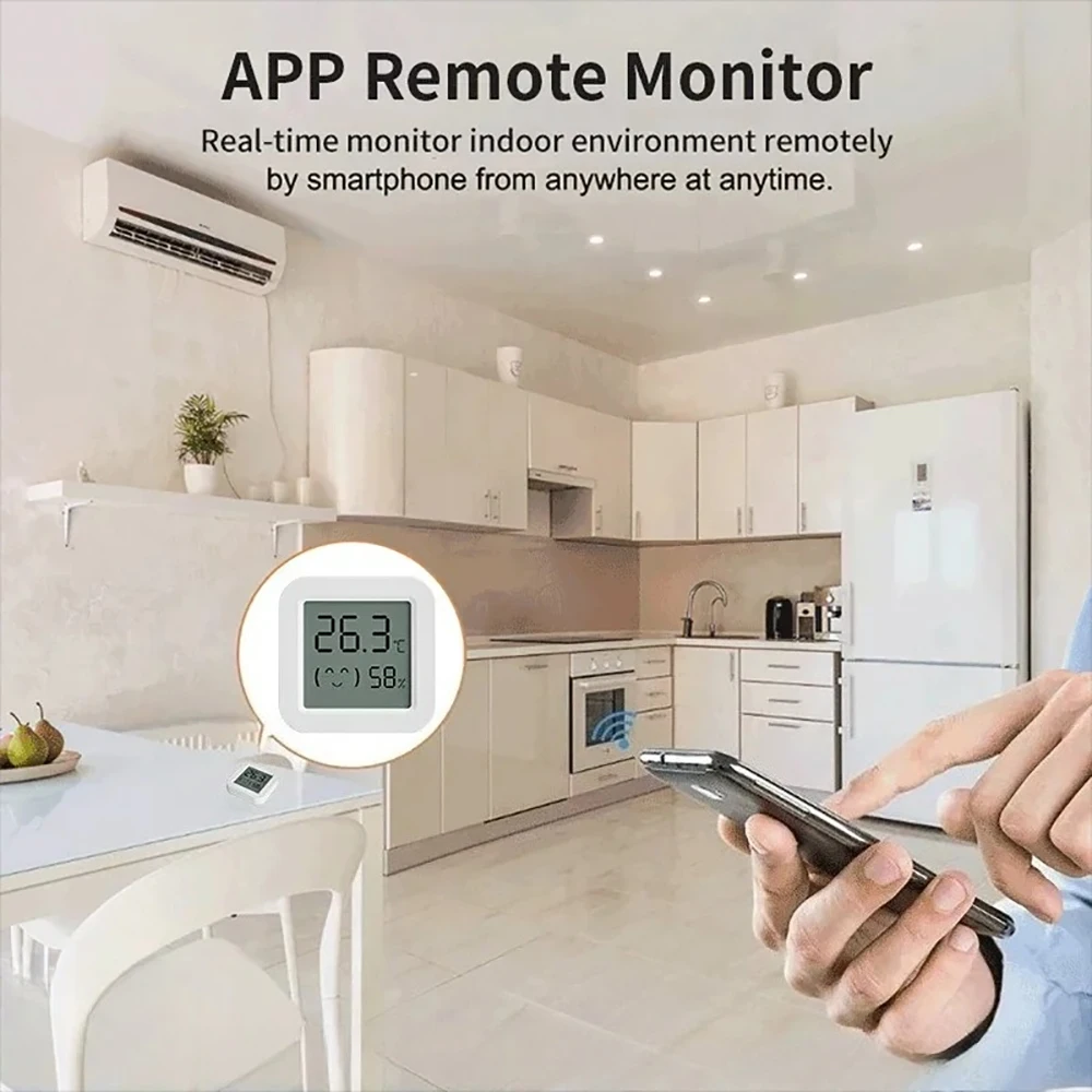 Bluetooth Thermo-hygrometer Digital Display Smiley Face Temperature Humidity Thermometer Digital Display Work with CozyLife APP