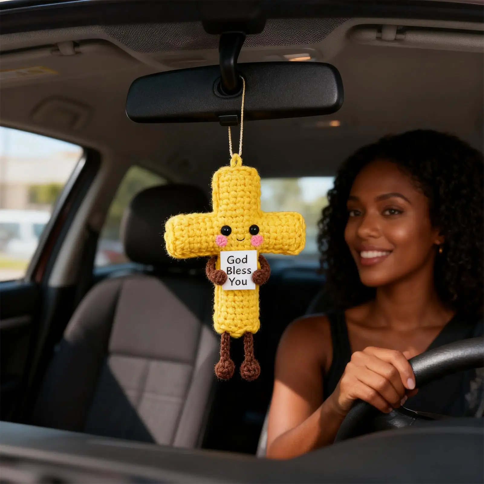 Muñecas de energía positiva de ganchillo, Mini figura tejida a mano con cruz de ganchillo, artesanías, animales de ganchillo Kawaii, regalos de navidad