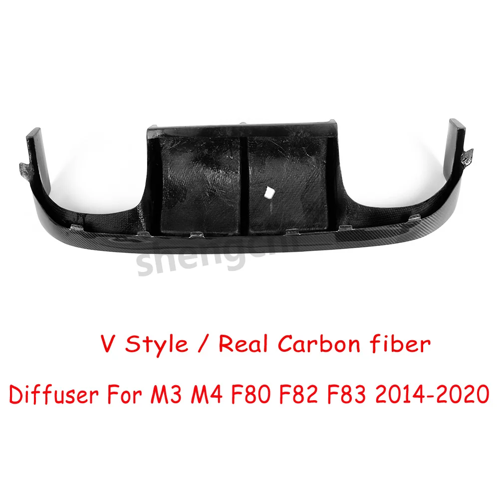 F80 F82 V Style Real Carbon Fiber 3 pcs Rear Bumper Diffuser Body Kit for BMW M3 M4 F80 F82 F83 Side Splitters Canard 2014-2020s