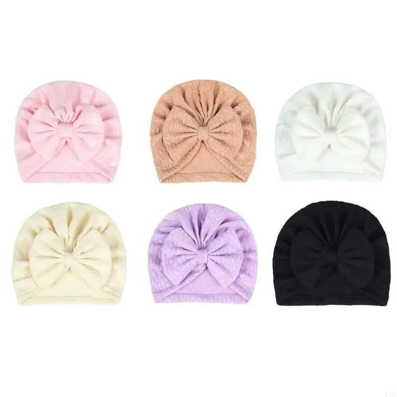 Baby-Stirnband-Turban-Mütze mit großem Schleifendekor, elastische, stilvolle Beanie-Mütze L4MC