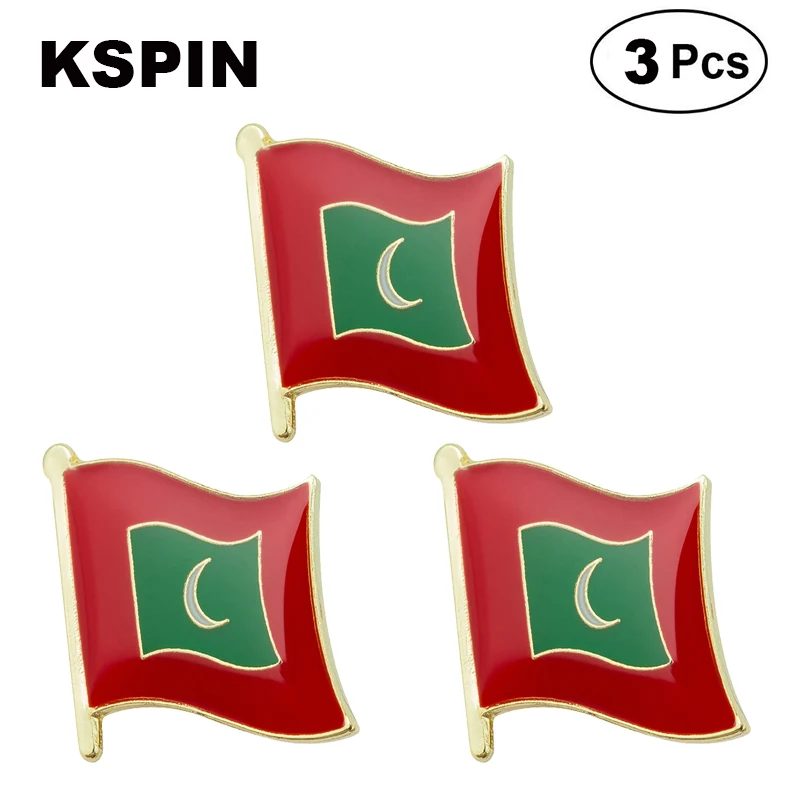 3pcs a lot Maldives Flag Lapel Pins Badges Brooches