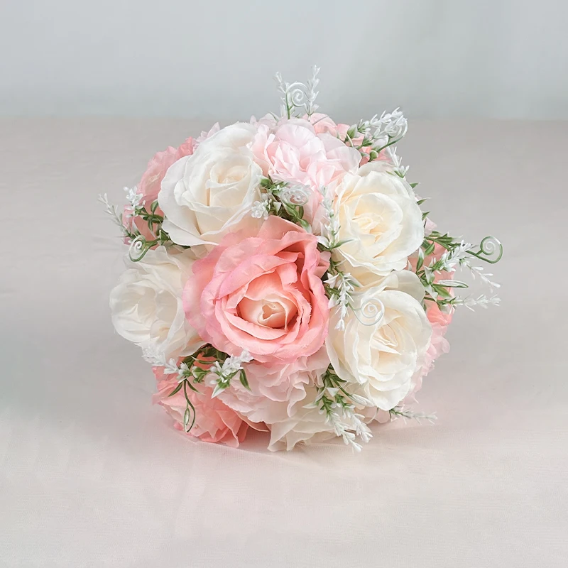 

1pc Bride Bridesmaid Wedding Bouquet Silk Flower Handmade Artificial Bride Wedding Bouquet Wedding Accessories Props