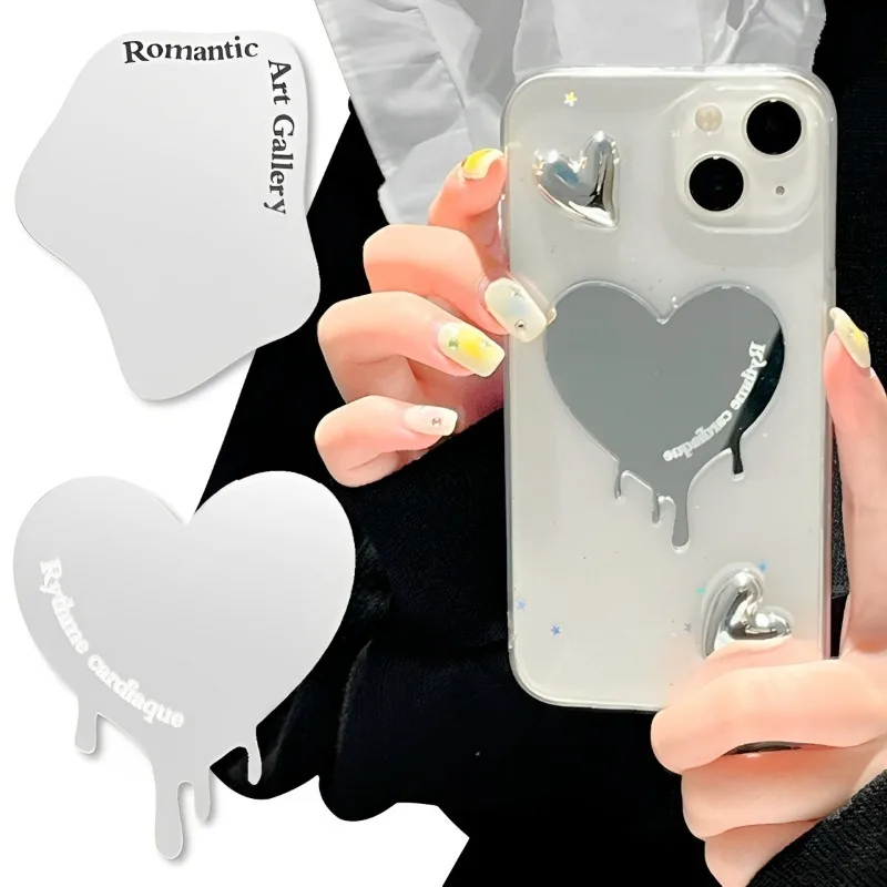 Self Adhesive Acrylic Mobile Phone Back Cover Mirror for Women Girl Portable Cellphone Back Mirror Stickers Ins Korea Decoration