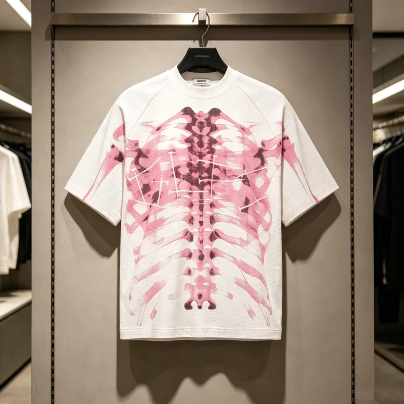 Wffle Black White Skeleton Skulls Print T Shirt Men Women Quick Dry Breathe Raglan Sleeve Loose Short Sleeve Tops Tee