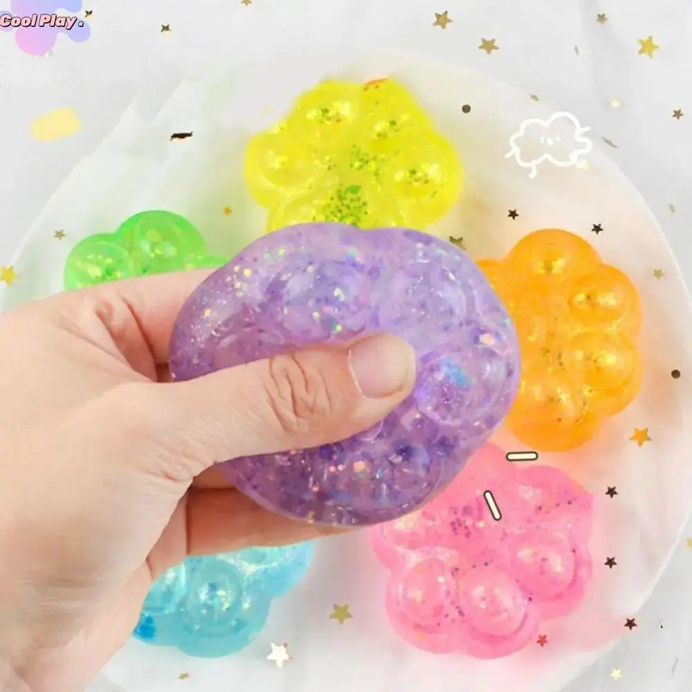 

Flexible TPR Cat Paw Slow Rebound Toy Colorful Sequins Squeeze Cat Paw Ball Cartoon Slow Rebound Cat Claw Pinch Toy Adults