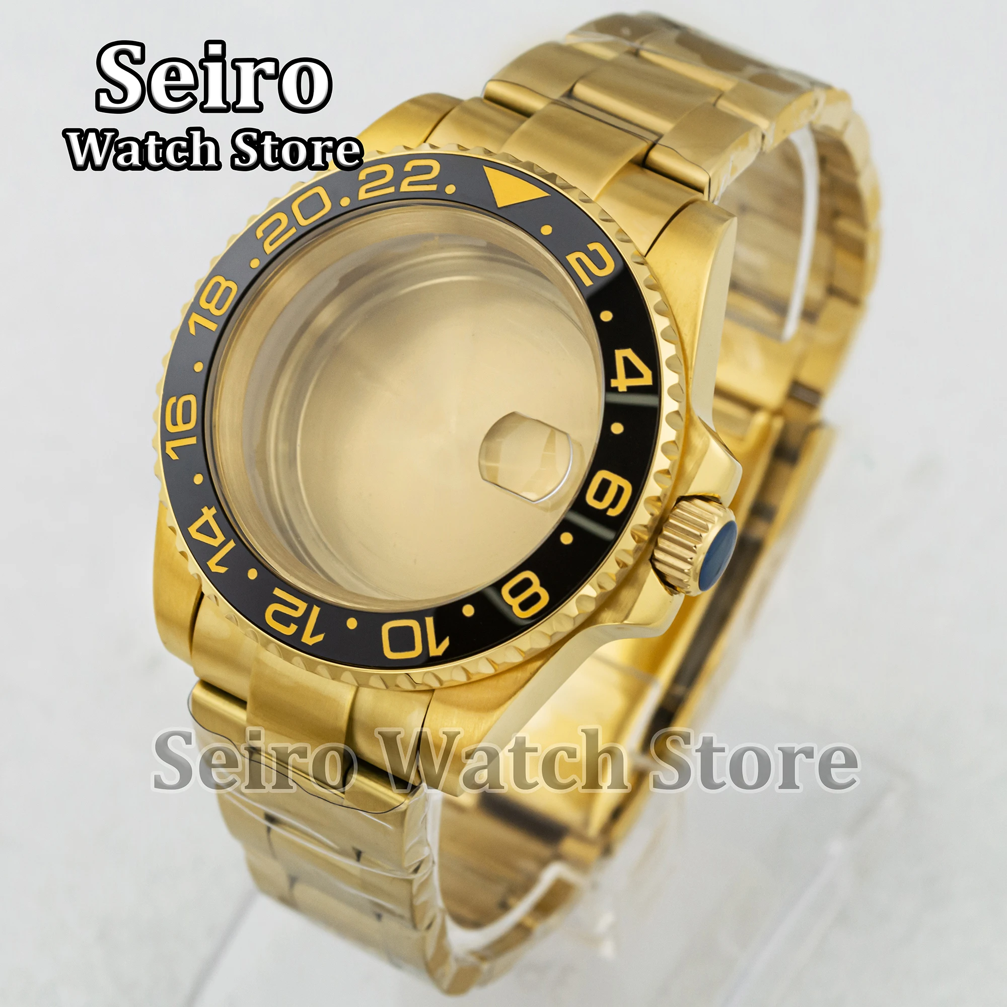 40MM NH35 NH36 Case Oyster Strap Sapphire Glass GMT Gold Stainless Steel 100M Waterproof Watch Parts for NH34 Movement Modified