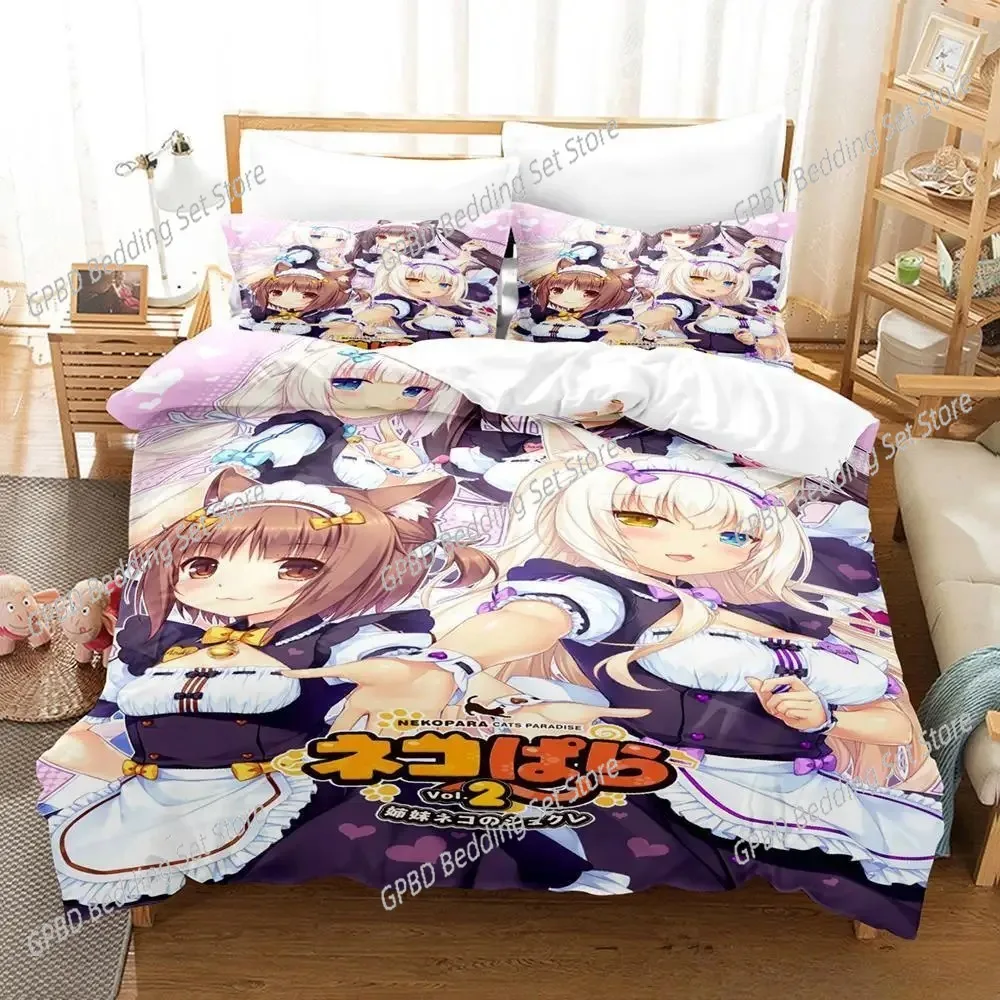 

3D Print Anime Kawaii Girls Nekopara Bedding Set Single Twin Full Queen King Size Bed Set Aldult Kid Bedroom Duvet cover Sets