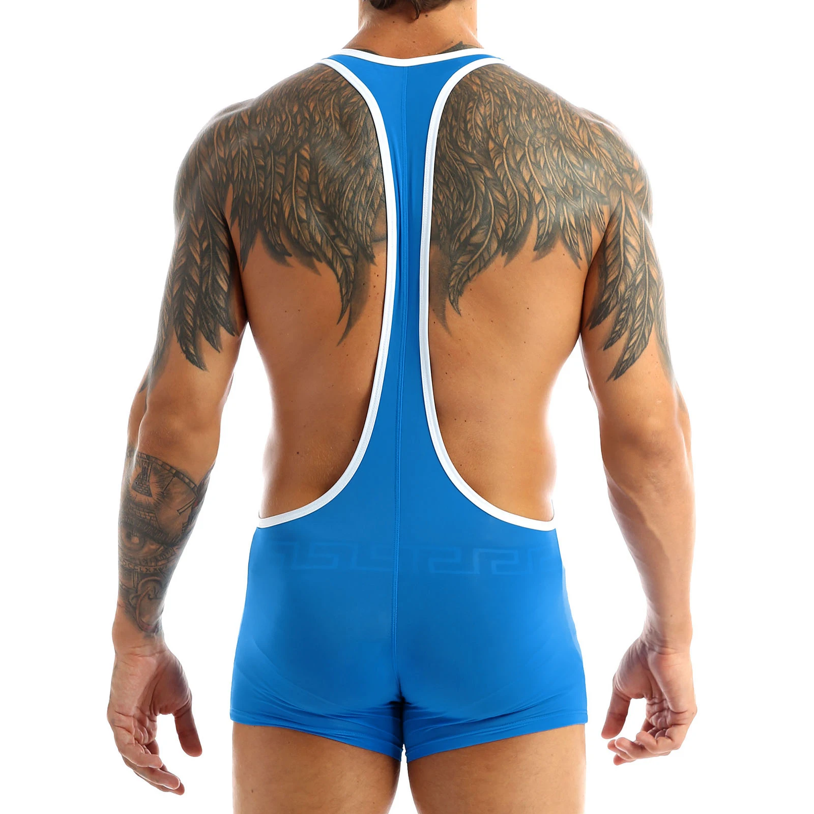 iEFiEL Mens Lingerie Sleeveless Stretchy One-piece Wrestling Singlet Leotard Bodysuit Underwear Nightwear Transparent Shapers