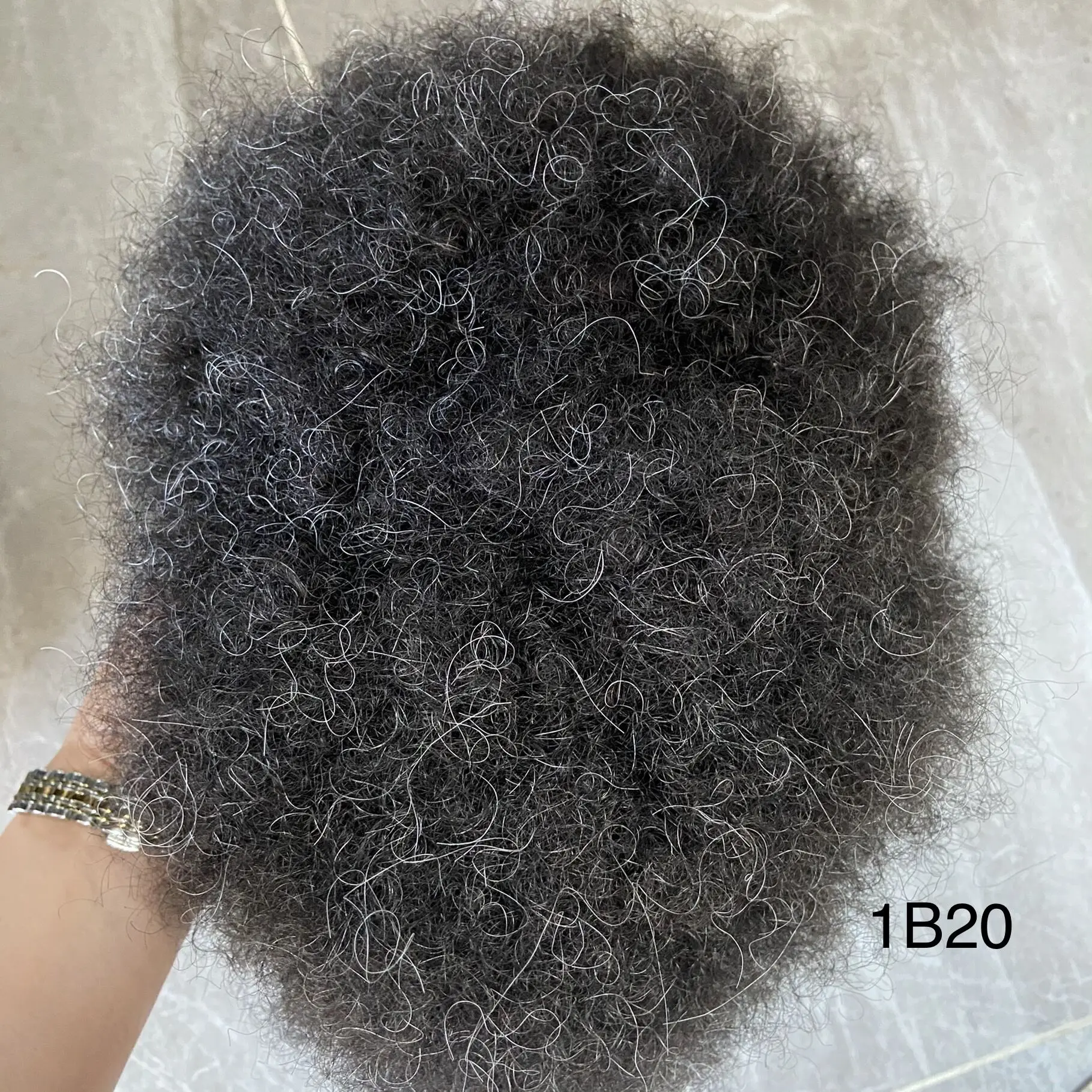 Base de pele super durável 6mm afro encaracolado peruca para cabelo humano afro-americano misturado cinza substituição prótese capilar masculina