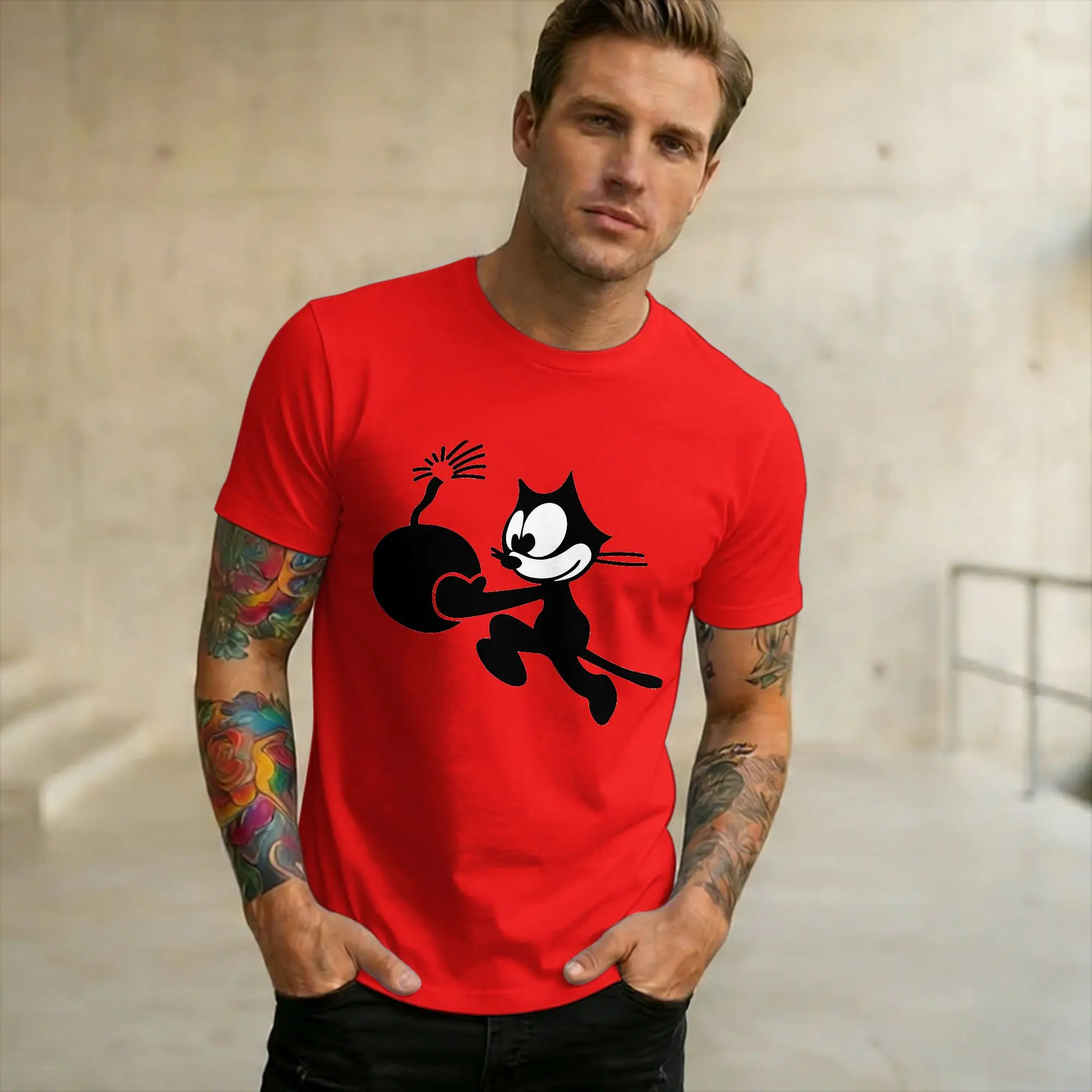 Felixes the cat hero  T Shirts Men Women 100% Cotton Cool T-Shirt O Neck  Tee Shirt Short Sleeve Clothing Birthday Gift