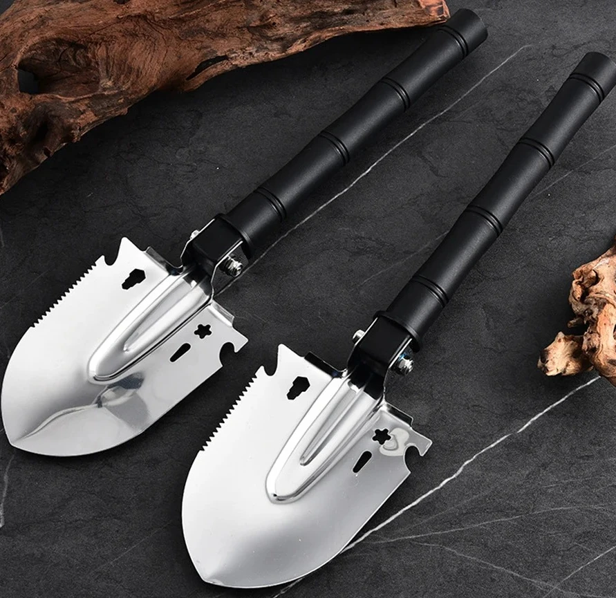 Stainless Steel Folding Shovel, Multifunctional Camping & Garden Tool, Mini Survival Shovel for Tactical, Farm & Outdoor