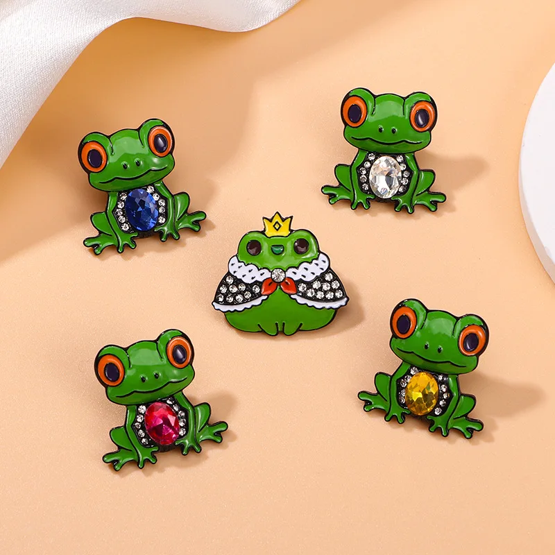 

Diamond Inlaid Enamel Big Eye Cartoon Frog Brooch Alloy Badge Pin for DIY Clothes Bags Shoes Hat Scarf T-shirt Jeans Accessories