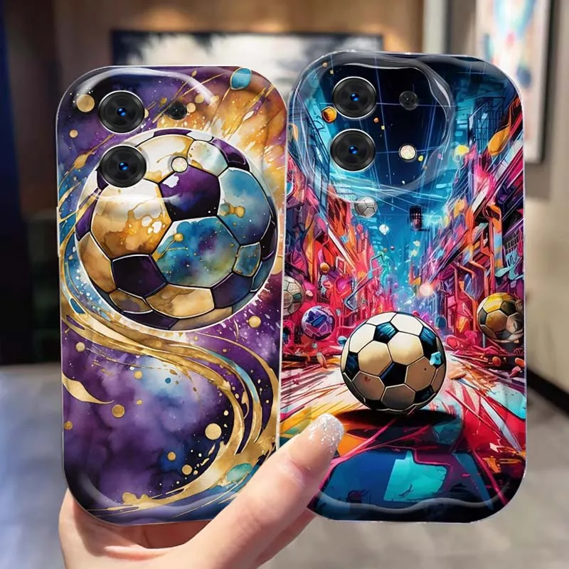 

Football Popular Cool Art Fad Phone Case For Xiaomi Redmi Note 15 14 13 12 12S 11 10 9 8 Pro Plus 4G 5G Wave Oil Cover Soft
