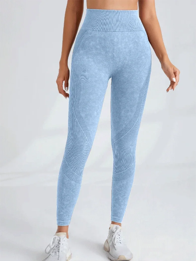 Frauen Nahtlose Turnhalle Hohe Taille Yoga Hosen Hüfte Heben Outdoor Sport Enge Taille Brief Sand Gewaschen Hosen Übung Yoga Leggings – Detail 13