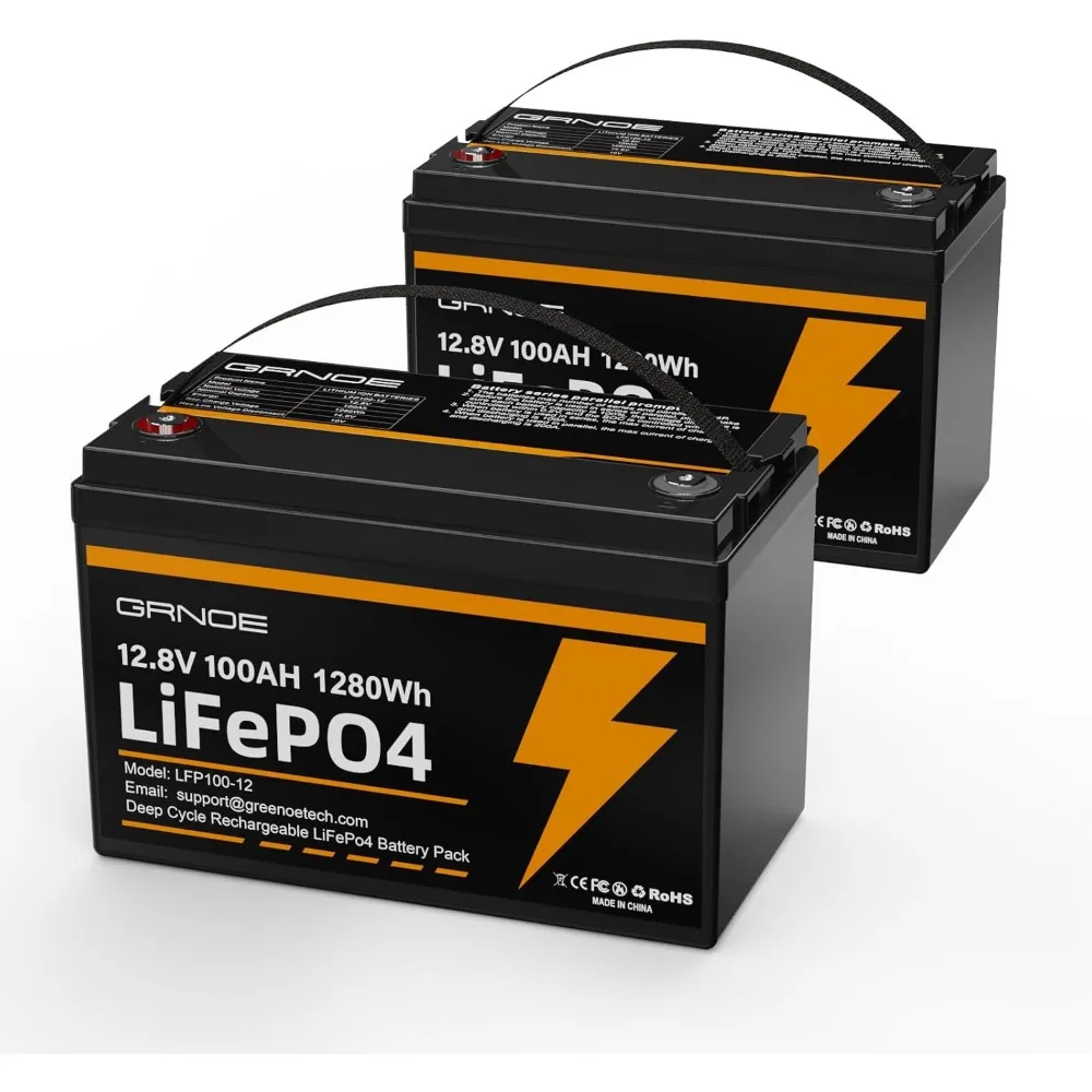 

12V 100Ah LiFePO4 Lithium Battery Group 31 (2-Pack) With Built-in 100A BMS, Low-Temp Protection Up to 15000 Deep Cycles Recharge