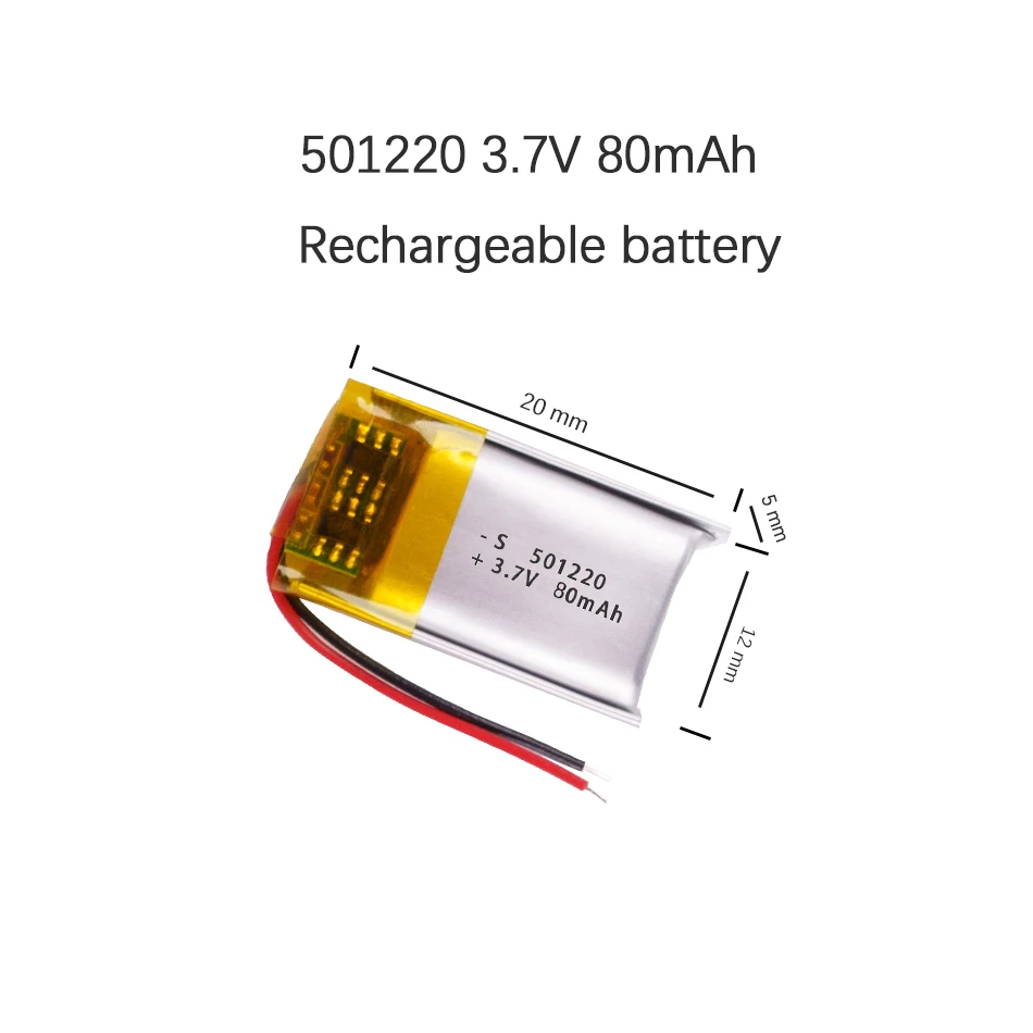 3.7V 80mAh 501220 Polymer Lithium Rechargeable Battery for Bluetooth Headset Watch Beauty Instrument Selfie stick 051220