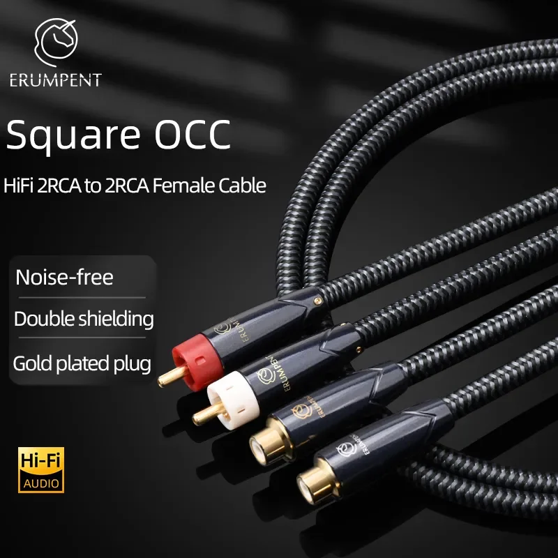 HiFi RCA Extension Cable 2RCA to 2RCA Male to Female Square Core Copper with Gold Plated Connector Plug for Mixer Amplifier