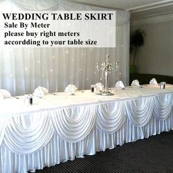 Sale By Meter Ice Silk Table Skirt With Swag Drape Poly Tablecloth Skirting Event Party Wedding Banquet Decoration