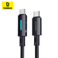 Baseus LED Light 100W USB C Cable For iPhone 16 15 Pro Max Macbook Laptop Type C Fast Charging Charger Wire For Xiaomi