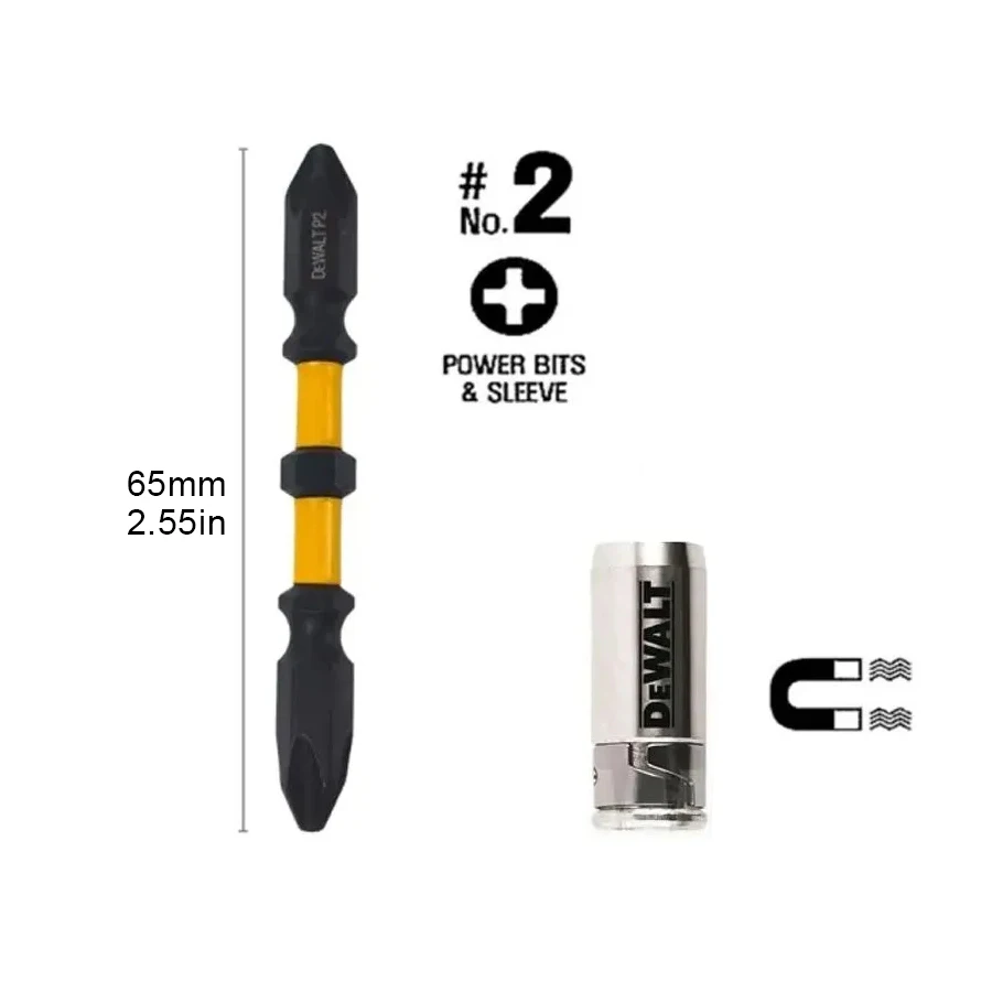 DEWALT 10PCS Bit Set with Magnetiser/Demagnetiser PH2x65mm Screw Bits Power Tool Accessories DWA2SD65