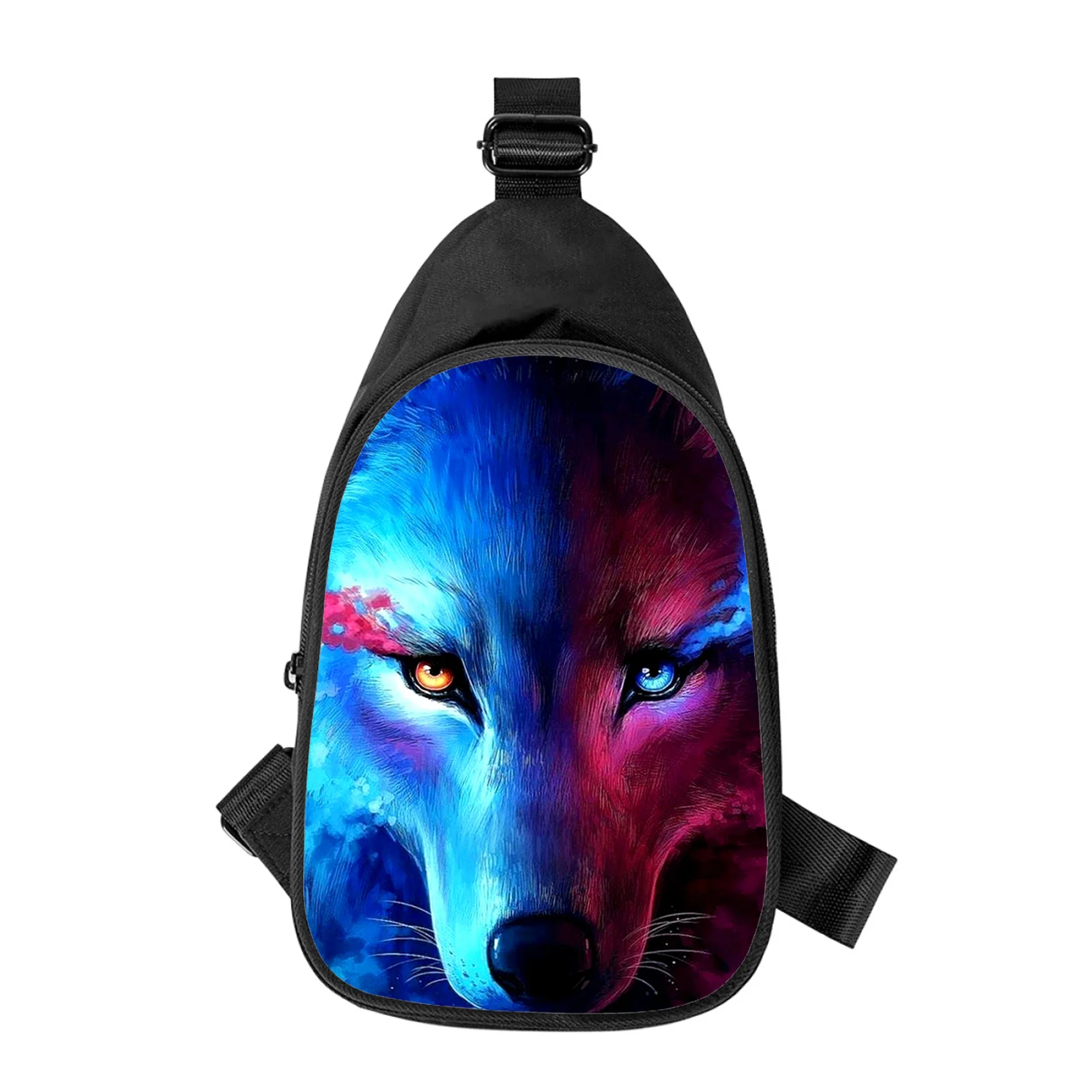 3D feroz lobo cruz peito saco para homens e mulheres, bolsa de ombro, cintura, marido, escola, masculino, novo, na diagonal