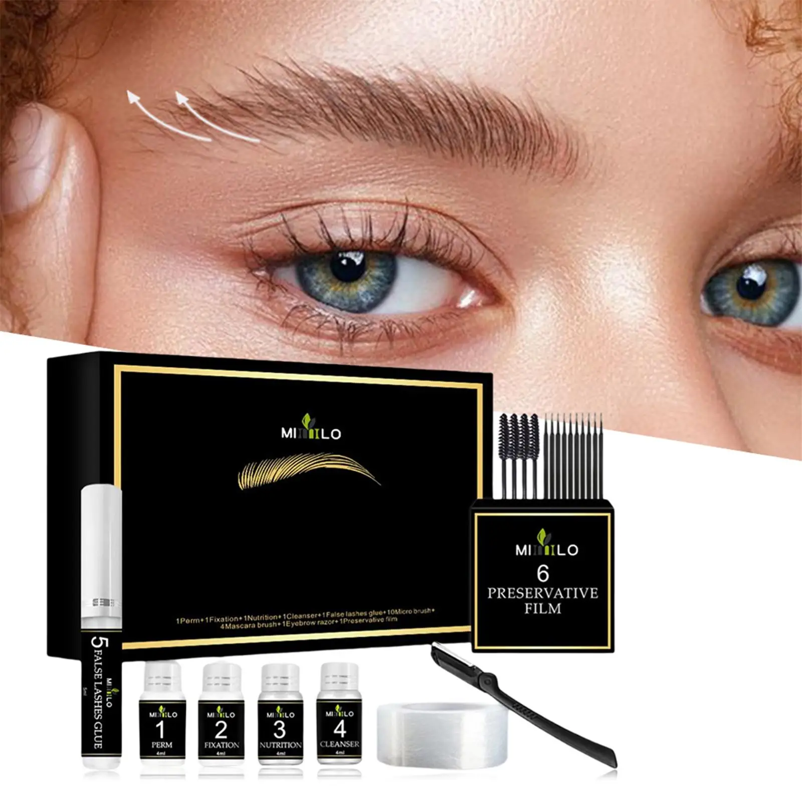 Kit de levage de sourcils 2 en 1, recourbé, stratification des sourcils plus complète, cils instantanés