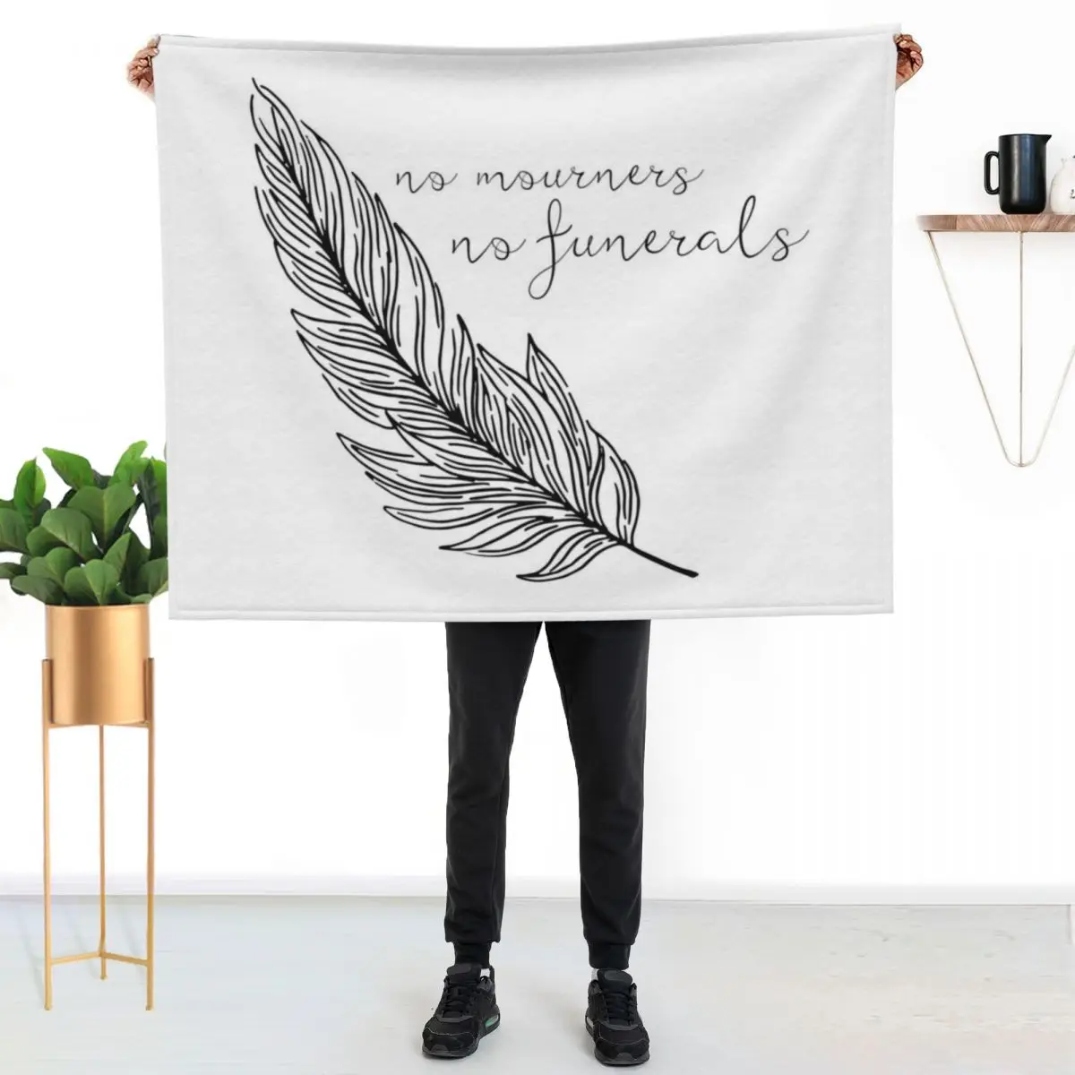 No Mourners No Funerals Minimalist Six of Crows Design Throw Blanket Furrys Single bed plaid Multi-Purpose Winter beds Blankets