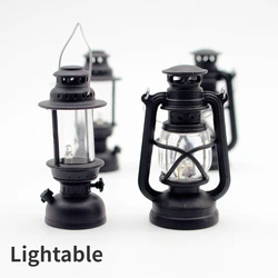 Dollhouse Retro Lamp Lightable Black Christmas Halloween Miniature Landscape Decoration DIY Ornament Home Decor Crafts
