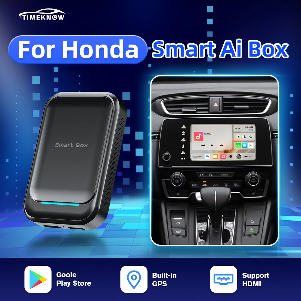 

TIMEKNOW For Honda Wireless CarPlay Ai Box Wireless Android Auto Adapter GPS HDMI 4GB 64GB For Accord CR-V HR‑V Civic Fit Pilot