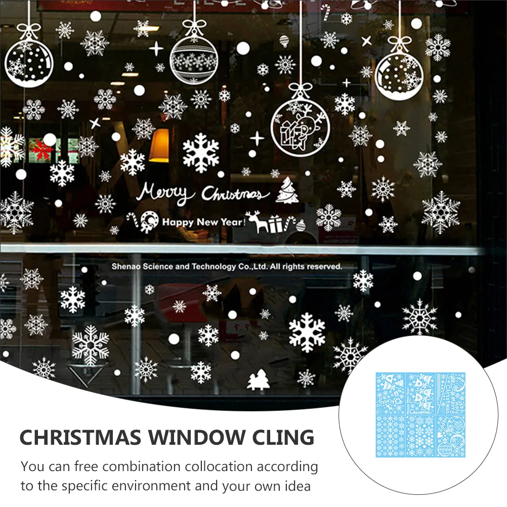 

Easy Peel Off Christmas Snowflake Electrostatic Stickers Window Cling Decals PVC for Glass Doors Mirrors Holiday