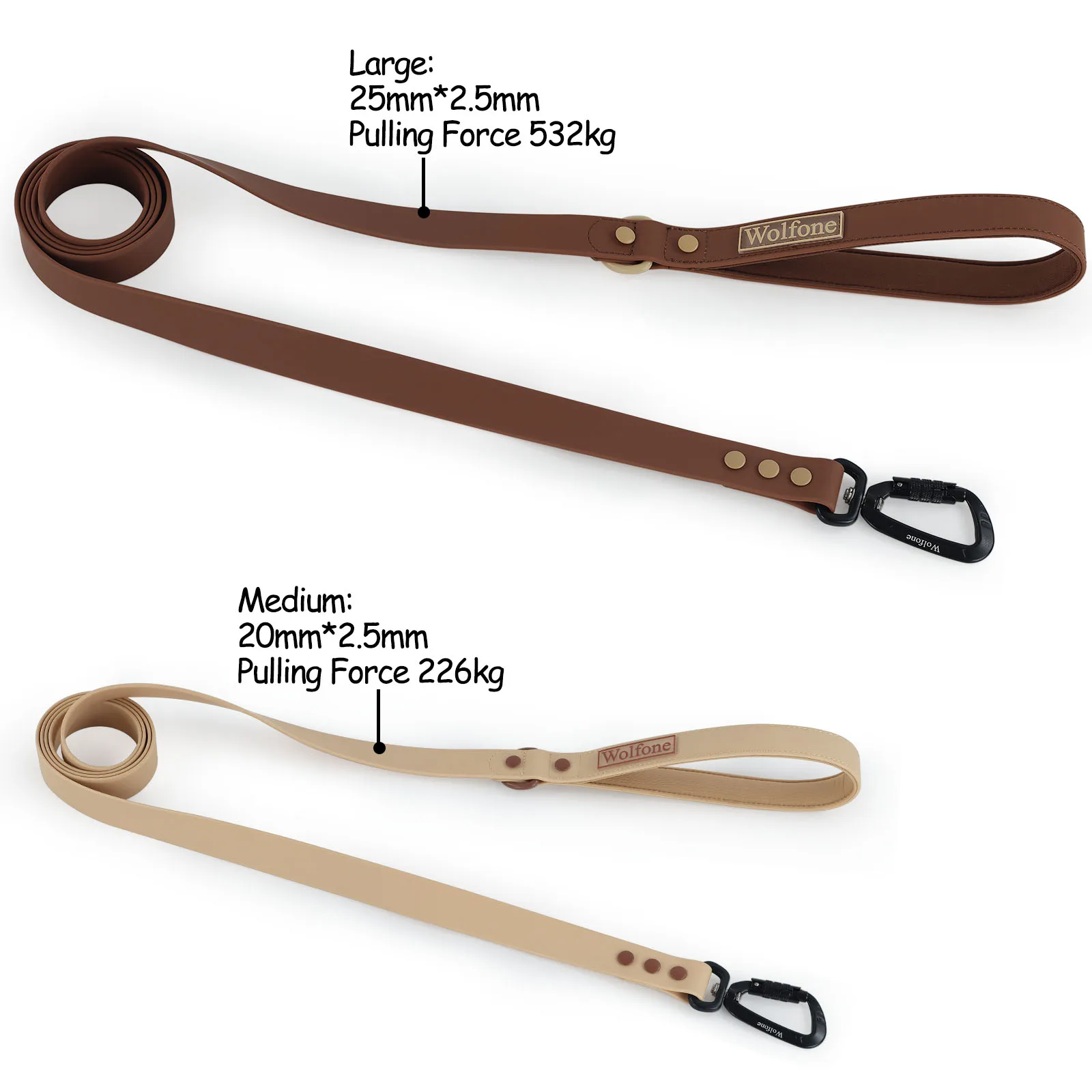 Big Dog Leash Handle and Luxury Chocolate for Large Color Blocking Rivet Medium and Small Aviation Aluminum Dog Leashes