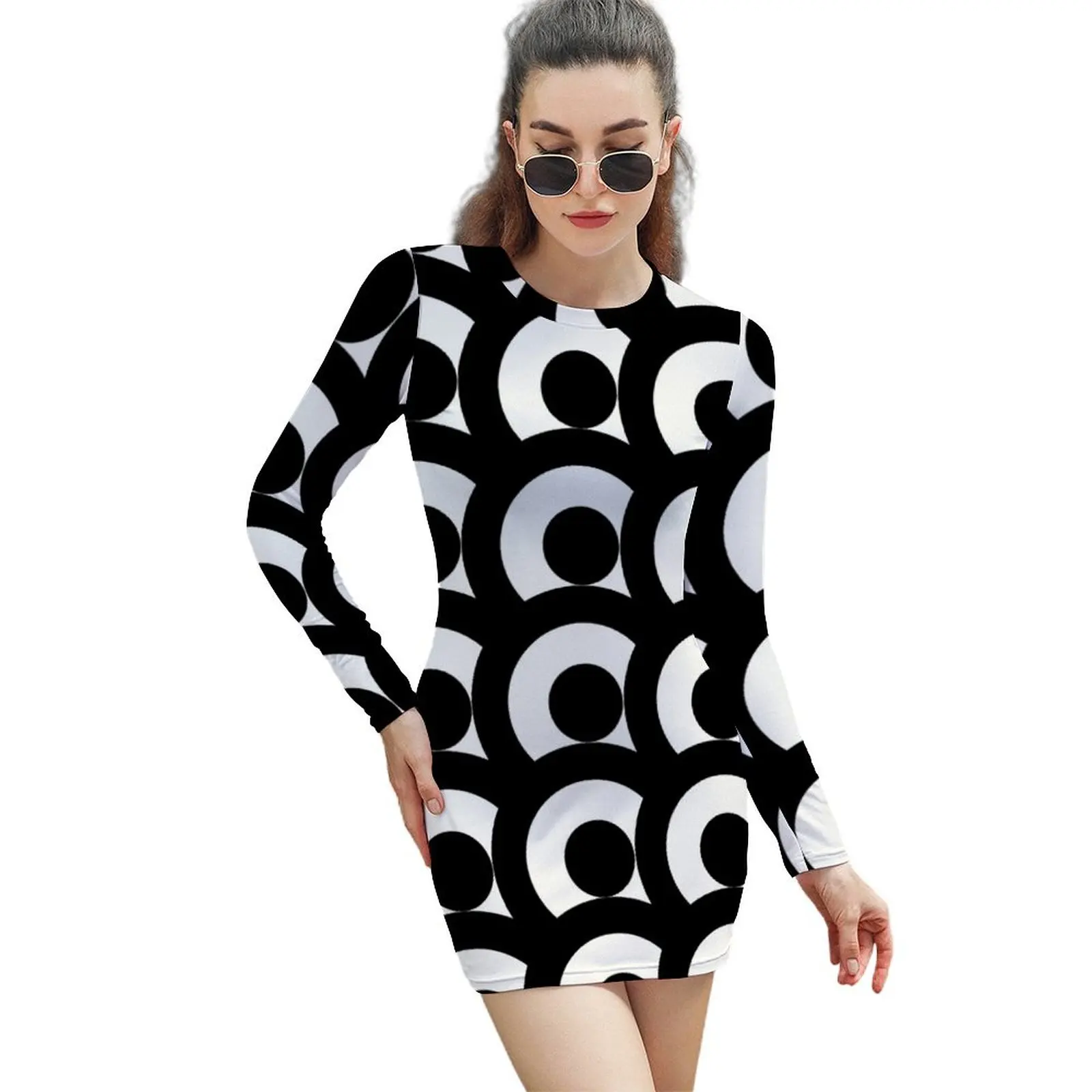 

Mod Montage (Black) Long-Sleeved Sheath Dress women dresses womens dress dress summer 2024 women Summer women's clothing
