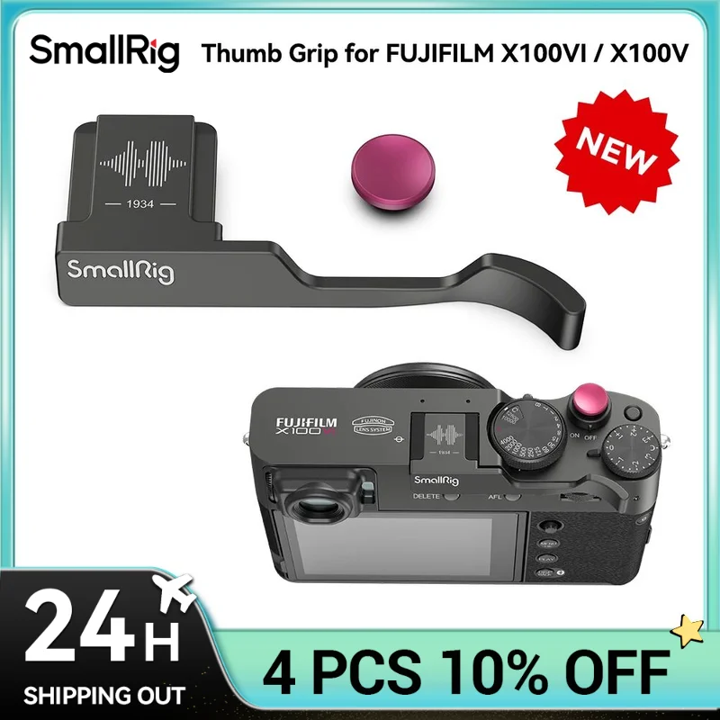SmallRig uchwyt na kciuk dla FUJIFILM X100VI/X100V, z osłona gorącej stopki, wklęsłym spust migawki, wbudowanym podkładki silikonowe