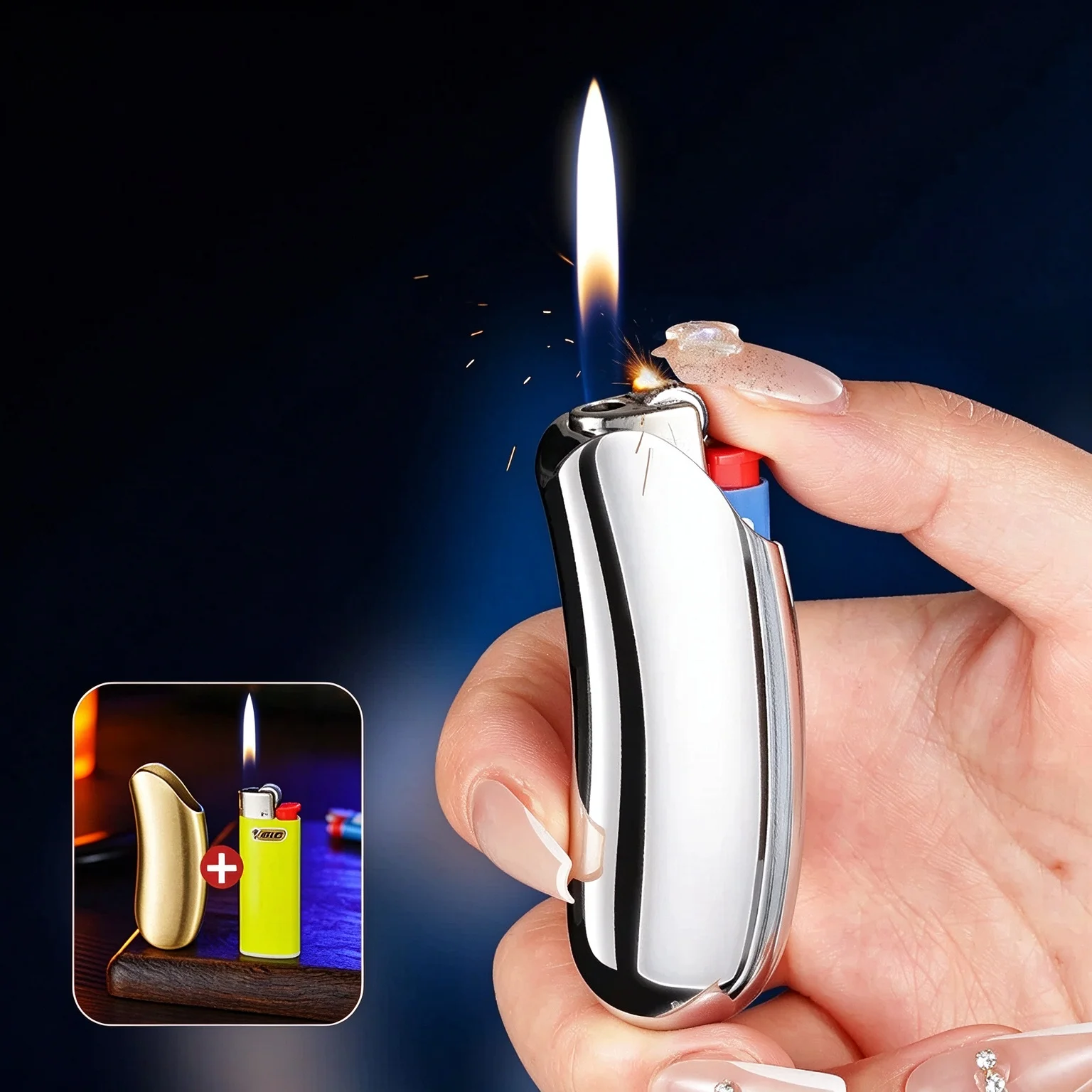 Metal Lighter Case For Mini Bic J25 J5 Electroplated Polished Zinc Alloy Cover Sleeve Pocket Size Gift Collection For Men EDC
