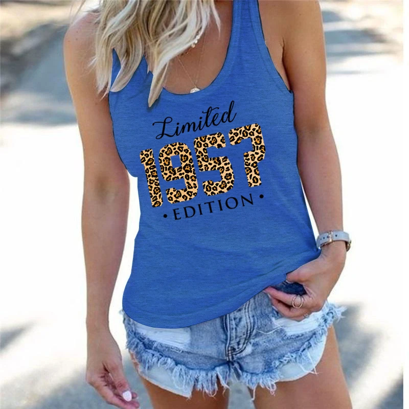 Vest Limited 1957 Edition Print Tank Top Women's Leopard Print Year Sexy Camis Tees Fashion Funny Sleeveless Racerback Tank Tops