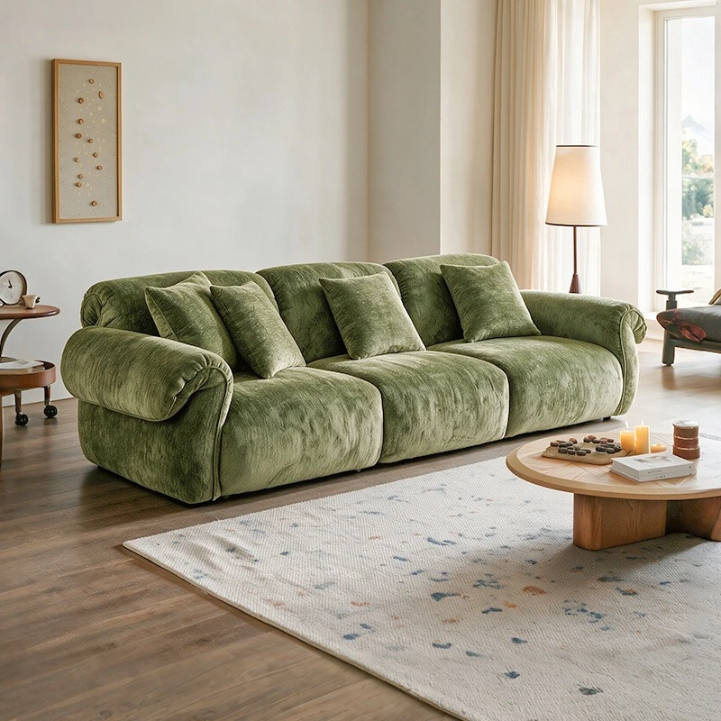 Retro straight-row sofa, simple modern living room modular sofa